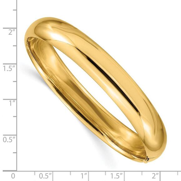 10mm 14k Yellow Gold Polished Domed Hinged Bangle Bracelet, 8 Inch - Picture 4 of 5